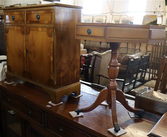 Repro yewwood octagonal table & cabinet